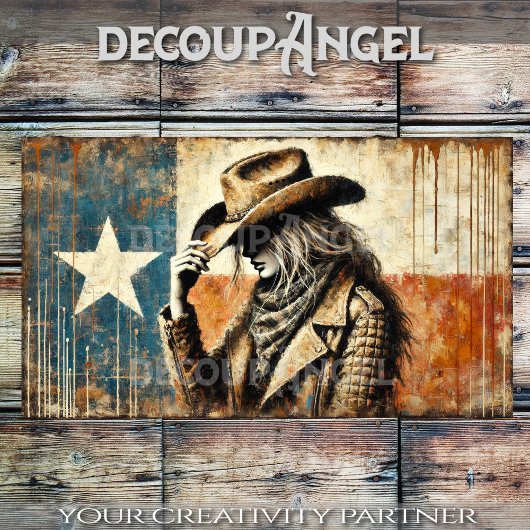Texas Pride Cowgirl Decoupage Seidenpapier