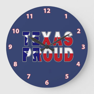 Texas Proud Flag Große Wanduhr