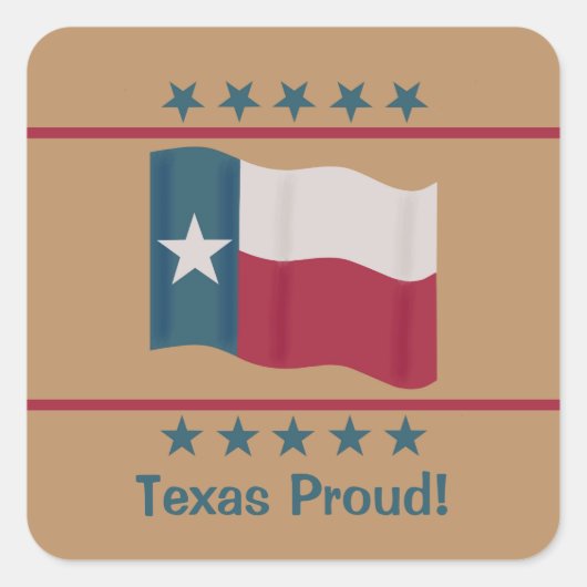 Texas Proud Lone Star Flag Red White Blue Tan Quadratischer Aufkleber (Vorderseite)