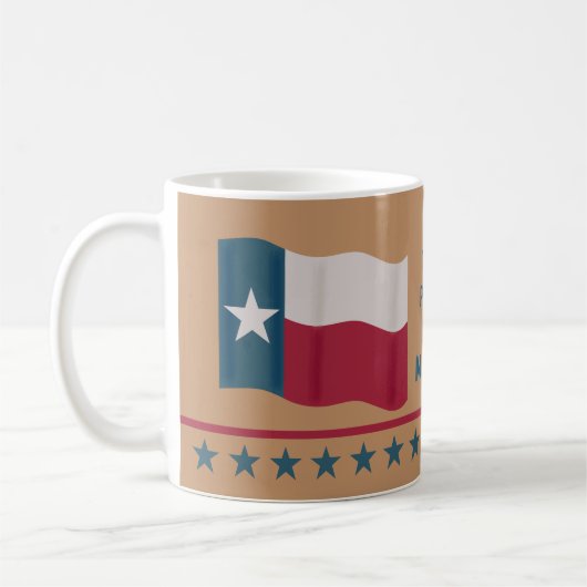 Texas Proud Lone Star Flaggenname Personalisiert Kaffeetasse (Links)