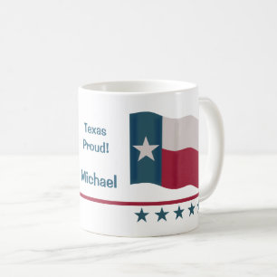 Texas Proud Lone Star Flaggenname Personalisiert w Kaffeetasse