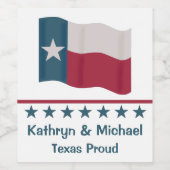 Texas Proud Long Star Flaggenname Personalisiert Weinetikett (Einzelnes Label)