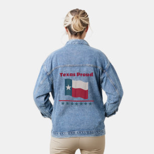 Texas Proud Long Star Staat Waving Flag Jeansjacke