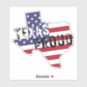 Texas Proud Rustic Tough Text American Flag Staat Aufkleber (Blatt)