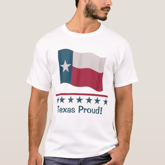 Texas Proud Waving Lone Star Flag Red White Blue T-Shirt (Vorderseite)