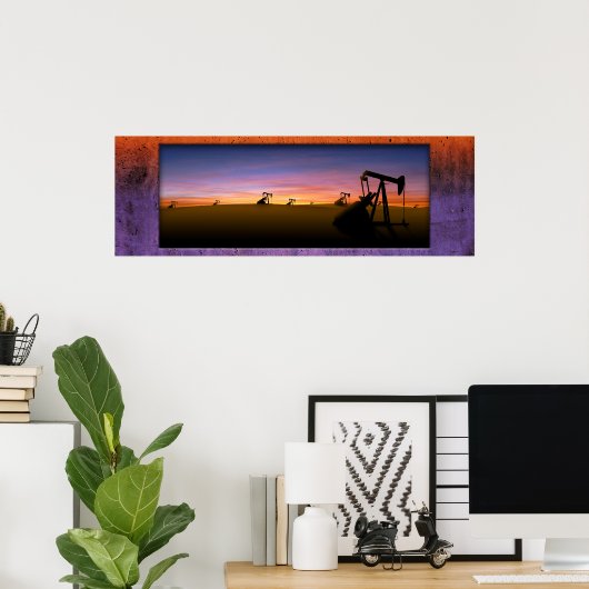 Texas Pump Jack Sunset Poster (Heimbüro)