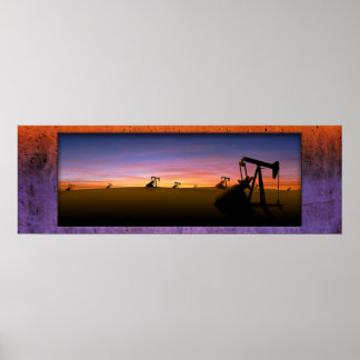 Texas Pump Jack Sunset Poster