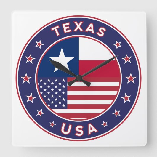 Texas Quadratische Wanduhr (Vorderseite)