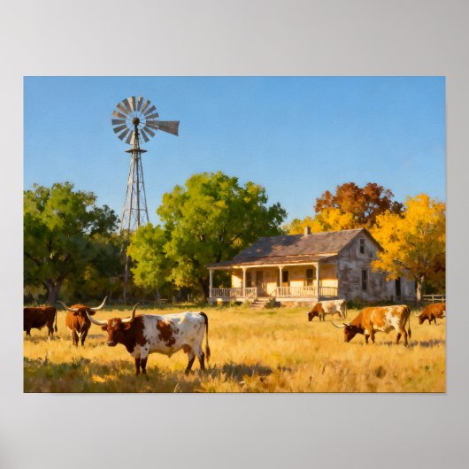 Texas Ranch House in Fall Poster (Vorne)