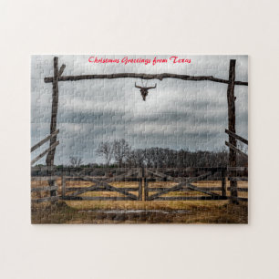 Texas Ranch Szene.Weihnachtsgrüße Puzzle
