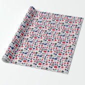 Texas Red & Blue Wonky Squares & Rectangle Geschenkpapier (Ungerollt)