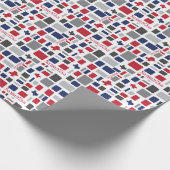 Texas Red & Blue Wonky Squares & Rectangle Geschenkpapier (Ecke)