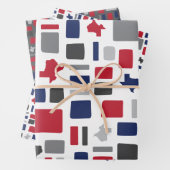 Texas Red & Blue Wonky Squares & Rectangle Geschenkpapier Set (Beispiel)