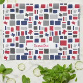 Texas Red & Blue Wonky Squares & Rectangle Geschirrtuch (Gefaltet)