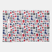 Texas Red & Blue Wonky Squares & Rectangle Geschirrtuch (Horizontal)