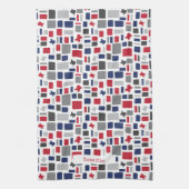 Texas Red & Blue Wonky Squares & Rectangle Geschirrtuch (Vertikal)