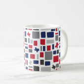 Texas Red & Blue Wonky Squares & Rectangle Kaffeetasse (VorderseiteRechts)