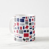 Texas Red & Blue Wonky Squares & Rectangle Kaffeetasse (Vorderseite Links)