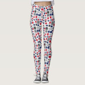 Texas Red & Blue Wonky Squares & Rectangle Leggings (Vorderseite)