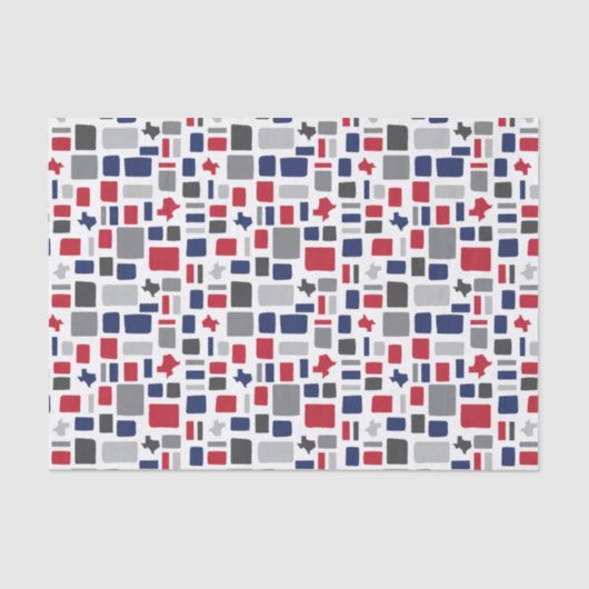 Texas Red & Blue Wonky Squares & Rectangle Seidenpapier (Vorderseite)
