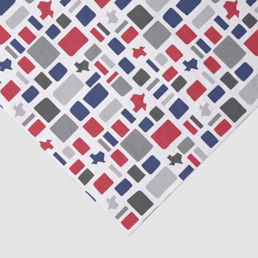 Texas Red & Blue Wonky Squares & Rectangle Seidenpapier (Ausschnitt)