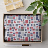 Texas Red & Blue Wonky Squares & Rectangle Seidenpapier (Geschenk)