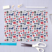 Texas Red & Blue Wonky Squares & Rectangle Seidenpapier (Handwerk)