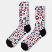 Texas Red & Blue Wonky Squares & Rectangle Socken (Linkes Detail)