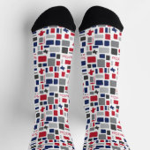 Texas Red & Blue Wonky Squares & Rectangle Socken (Oben)