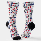 Texas Red & Blue Wonky Squares & Rectangle Socken (Gewinkelt)