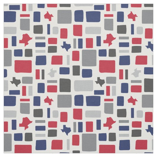 Texas Red & Blue Wonky Squares & Rectangle Stoff (Muster)