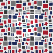 Texas Red & Blue Wonky Squares & Rectangle Stoff (Kachel)