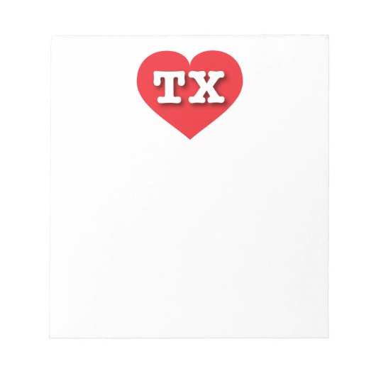 Texas Red Heart - I Liebe TX Notizblock (Vorderseite)