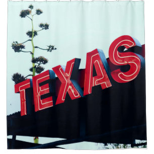 Texas Red Neon Lights USA Duschvorhang