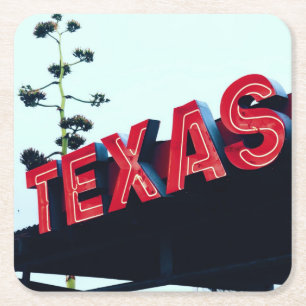 Texas Red Neon Lights USA Rechteckiger Pappuntersetzer