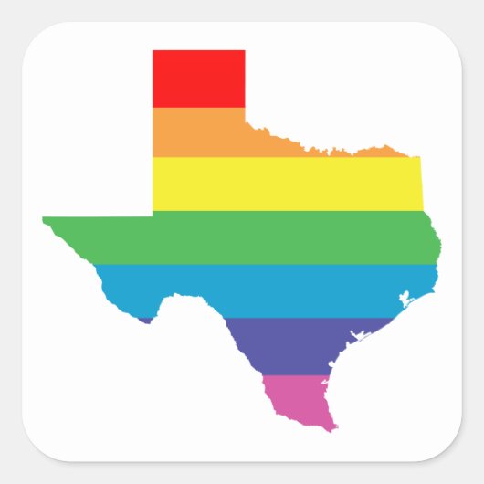 texas Regenbogen Quadratischer Aufkleber (Vorderseite)