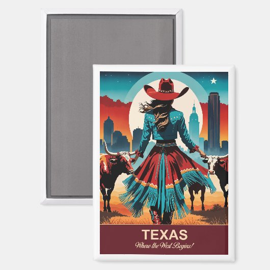 Texas Reise: Wo der Westen beginnt Magnet (Vorderseite/Rückseite)