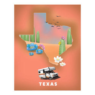 Texas Reiseplakat Fotodruck
