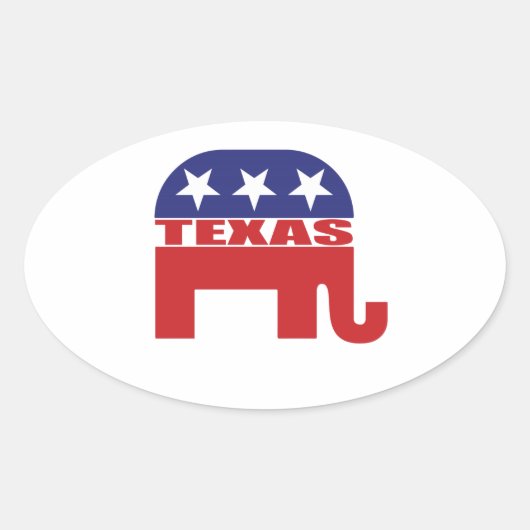 Texas-Republikaner Elephant Ovaler Aufkleber (Vorderseite)