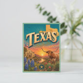 Texas Retro Reise Souvenir Postkarte (Stehend Vorderseite)
