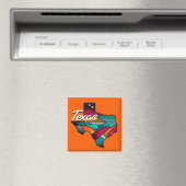 Texas Retro Sunset Lone Star Staat Souvenir Magnet (In Situ (Geschirrspüler))