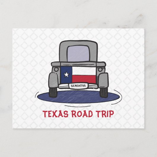 Texas Road Trip State Flag Truck Postkarte (Vorderseite)