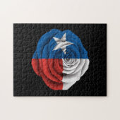 Texas-Rosen-Flagge auf Schwarzem Puzzle (Horizontal)
