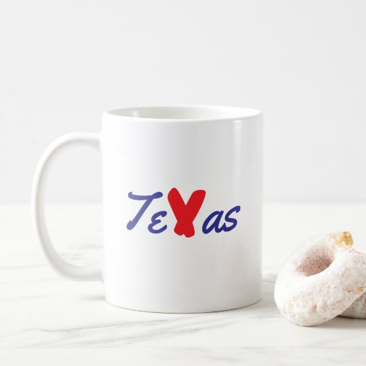 Texas - Rot, Weiß, Blau - Patriotisch Kaffeetasse (Mit Donut)