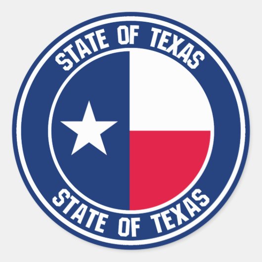 Texas Round Emblem Runder Aufkleber (Vorderseite)