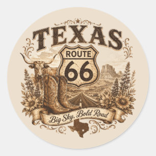 Texas Route 66 Big Sky Road Trip Aufkleber