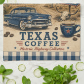 Texas Route 66 Coffee Ranch Americana Geschirrtuch (Gefaltet)