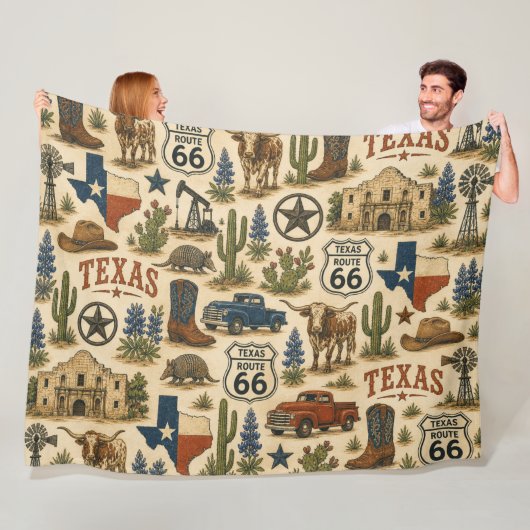 Texas Route 66 Cozy Ranch Trail Fleecedecke (Beispiel)