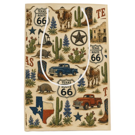 Texas Route 66 Geschenk-Rodeo Mittlere Geschenktüte (Vorderseite)