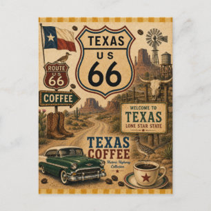 Texas Route 66 Lone Star Holiday Road Feiertagspostkarte